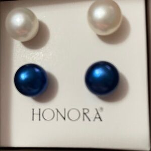 Honora White and Blue Pearl Earrings